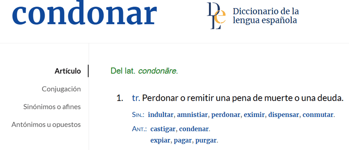 Diccionario RAE - definición de condonación