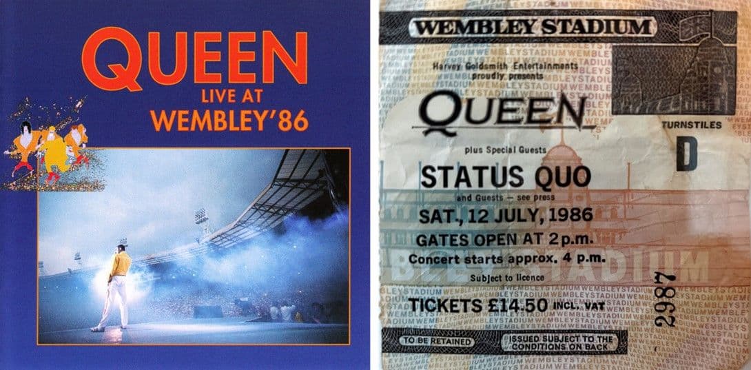 Queen y Status Quo en Wembley 1986 y entrada al concierto 12 de julio 1986