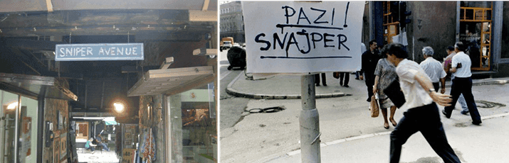 Imágenes de archivo EFE "Sniper Avenue", Avda de los francotiradores en Sarajevo. "Pazi Snajper" (Cuidado francotirador)