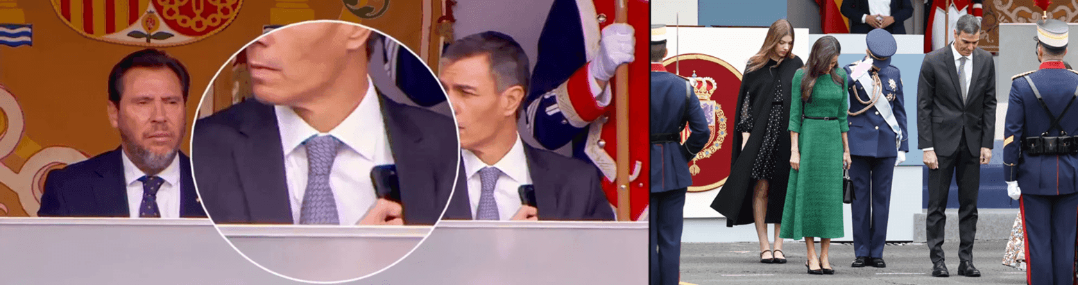 Presidente y ministro en dos momentos del desfile militar - Imágenes El Debate y Agencia EFE