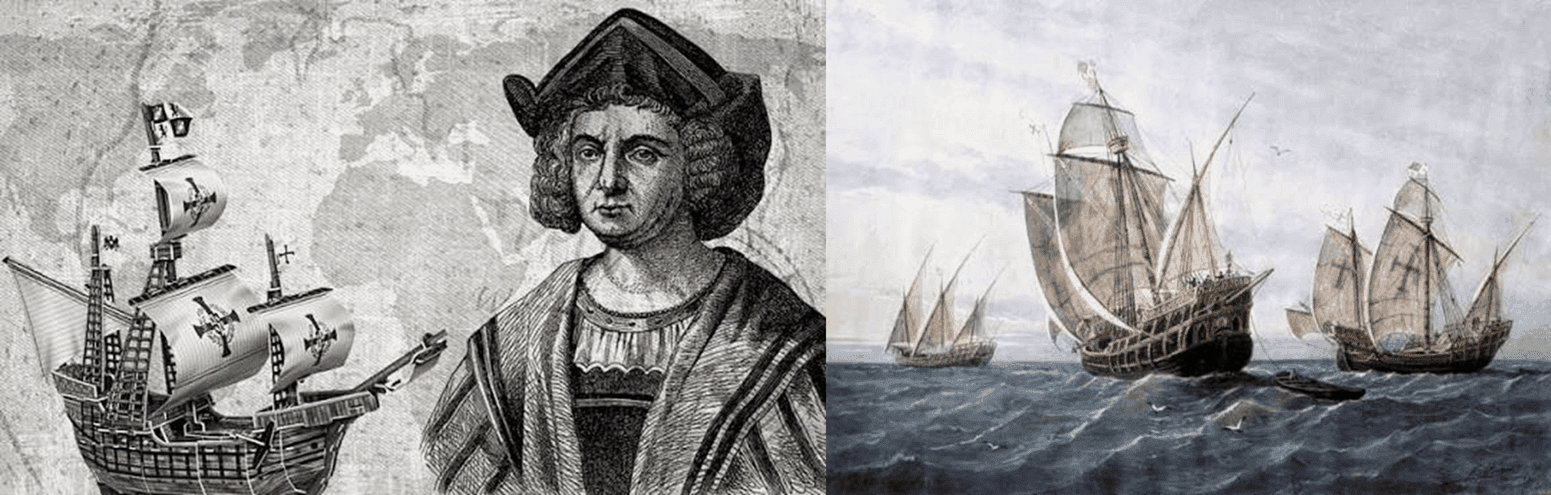 Grabados de Cristobal Colón y las tres carabelas - Imágenes historia del descubrimiento