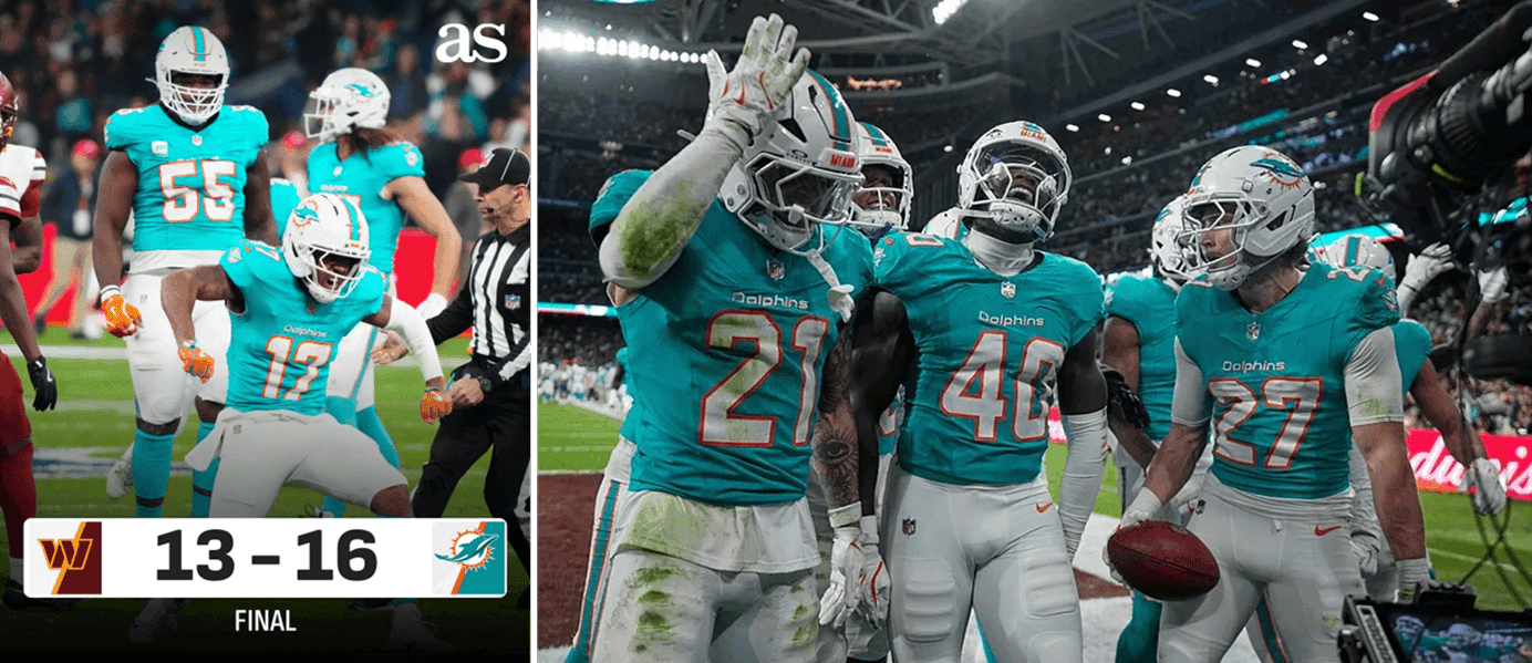 Miami Dolphins vencieron a Washington Commanders 16-13 en la prórroga - Imagen diario AS