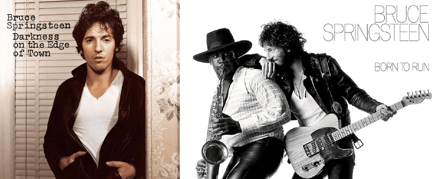 Portadas LPs Born to run (1975) y Darkness at the edge of town (1978)