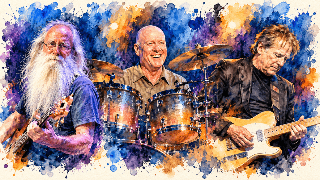 Leland Sklar, Russ Kunkel y Danny Kortchmar la banda que acompañó a King y Taylor en 1971 y en 2007